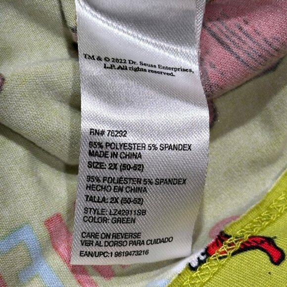 The Grinch Dr Seuss Mens Christmas Pajama Set Size 2X (50-52) Green Red Soft - Picture 7 of 8